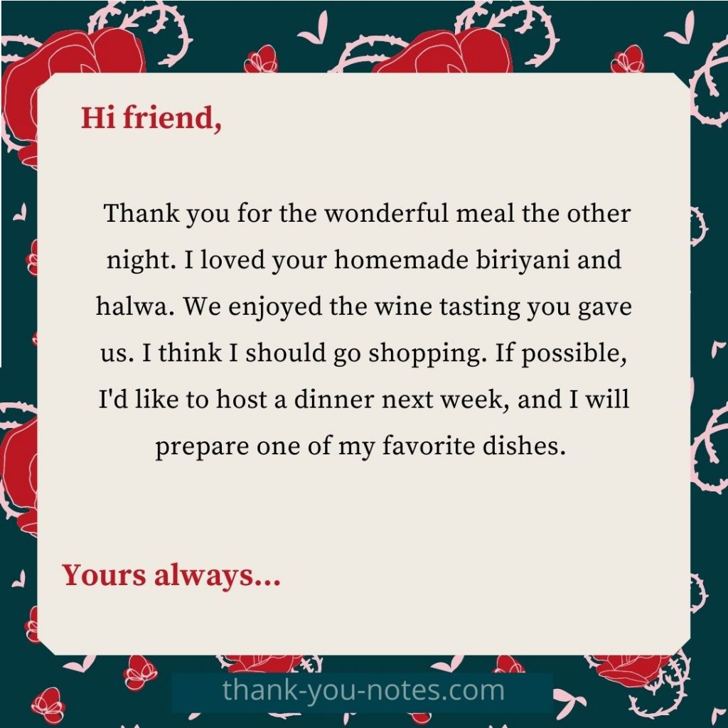 10 Dinner Thank You Note Samples The Thank You Notes Blog