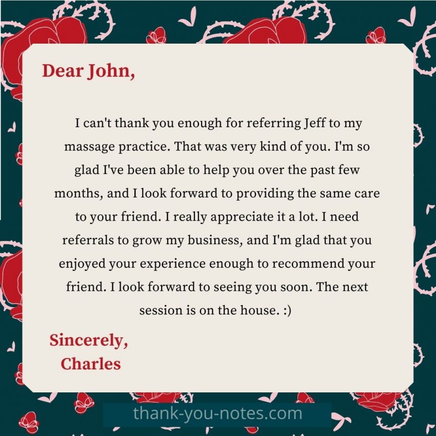 Referral Thank You Letter Samples The Thank You Notes Blog