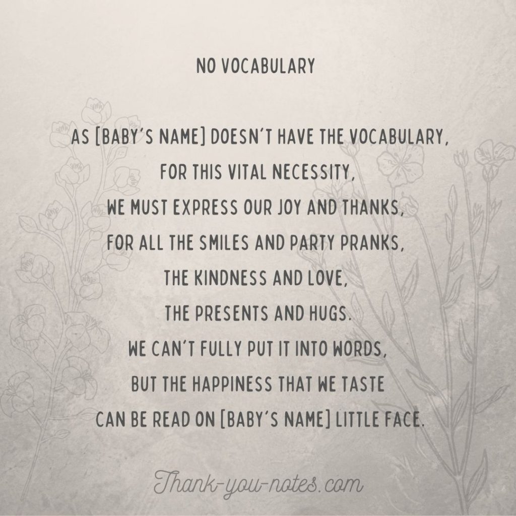 baby shower thank you poem from unborn