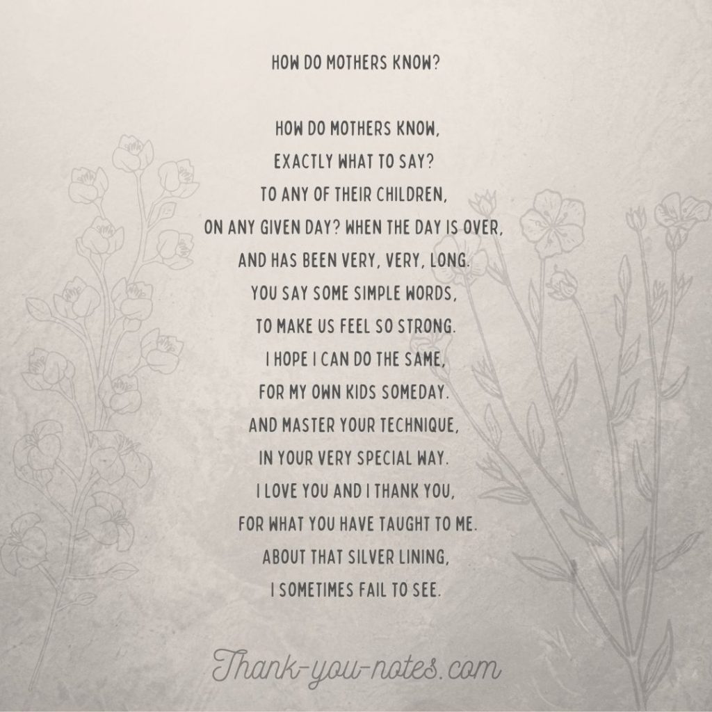 Parent Thank You Poems The Thank You Notes Blog