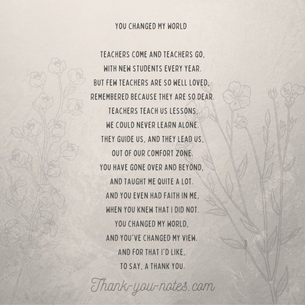 teacher appreciation poems from principal