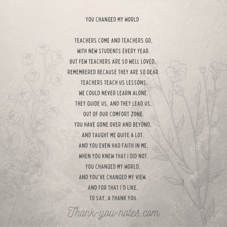 Teacher Thank You Poems - The Thank You Notes Blog