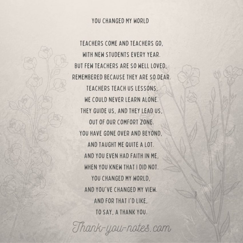 Teacher Thank You Poems - The Thank You Notes Blog