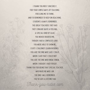 Teacher Thank You Poems - The Thank You Notes Blog