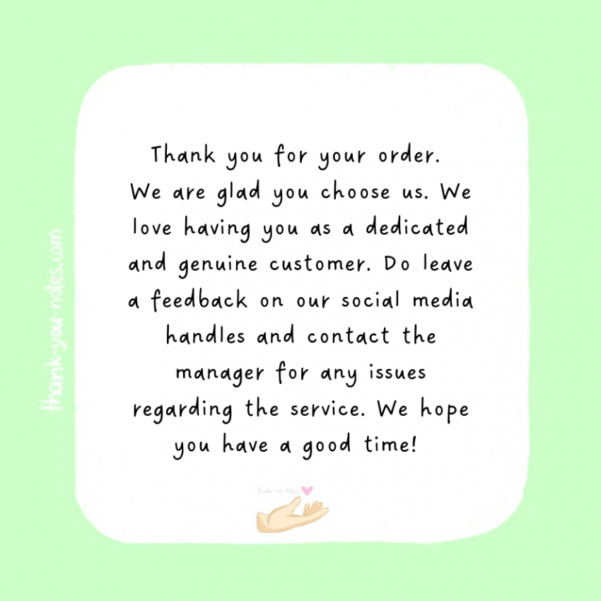 15+ Excellent 'Thank You For Your Order' Notes - The Thank You Notes Blog